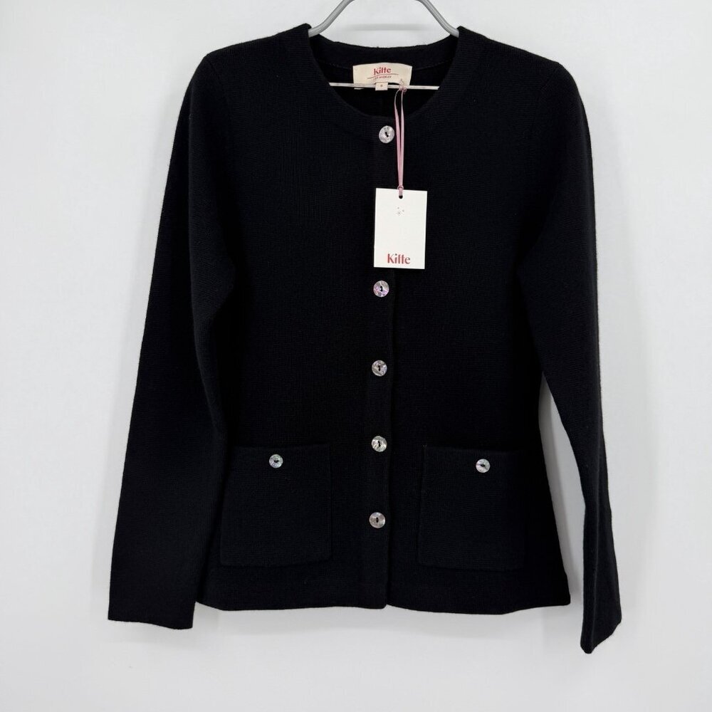 Kilte Collection Black Jane Jacket 0/XS 100% Washable Cashmere Cardigan Sweater